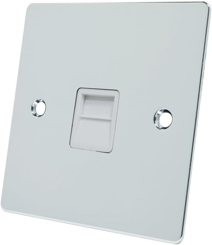 Alliance ElectricalFPCTELSWH Polished Chrome Flat Telephone Slave White Insert-BT Phone Extension Secondary Socket