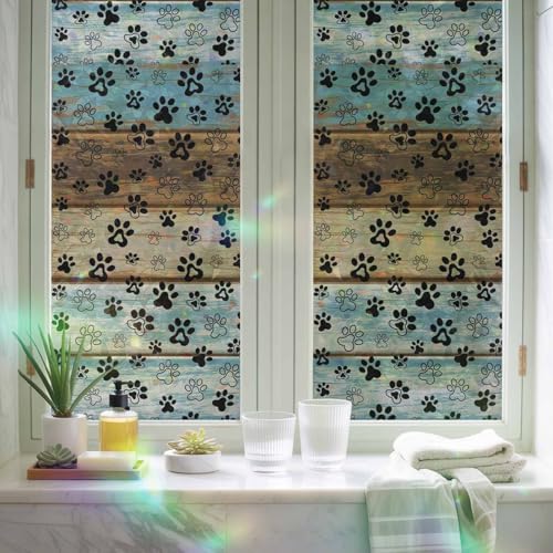 Película para ventana con estampado de huellas de perro 17.7x39.3 in miniatura 5