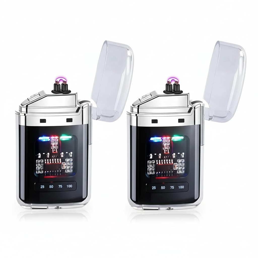 Transparent Electric Plasma Lighter | Windproof Dual Arc USB Rechargeable Pocket Lighter | Flameless Arc Lighter for Smoking, Camping, Hiking & Outdoor Use | Stylish Clear Design Gift for Men & Women-image-13