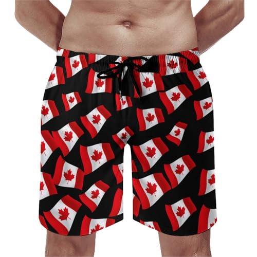 Canada Flag Mens Swim Trunks Quick Dry Beach Swimming Shorts with Mesh Lining and Pockets