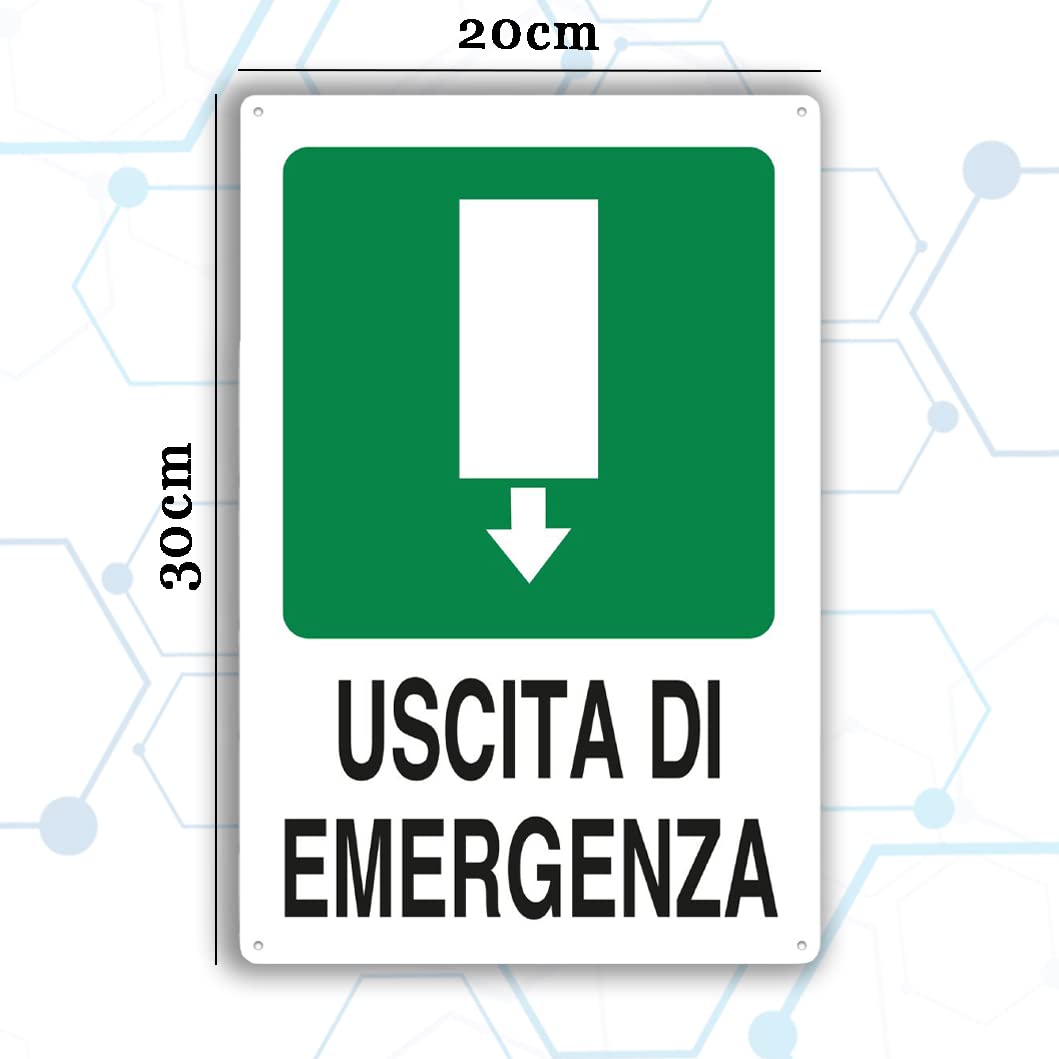 Mumjooyi 6Pcs Cartello Uscita di Emergenza Sinistra PVC Autoadesivo Adesivi Sicurezza per Esterno e Interno 290mm x 130mm