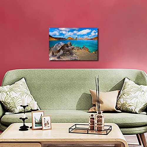 Canvas Wall Art Wall Décor for Living Room Galapagos Islands Big turtle Canvas Painting for Bathroom Bedroom Kitchen Office Decor Home Decorations 16x24inch - Image 3