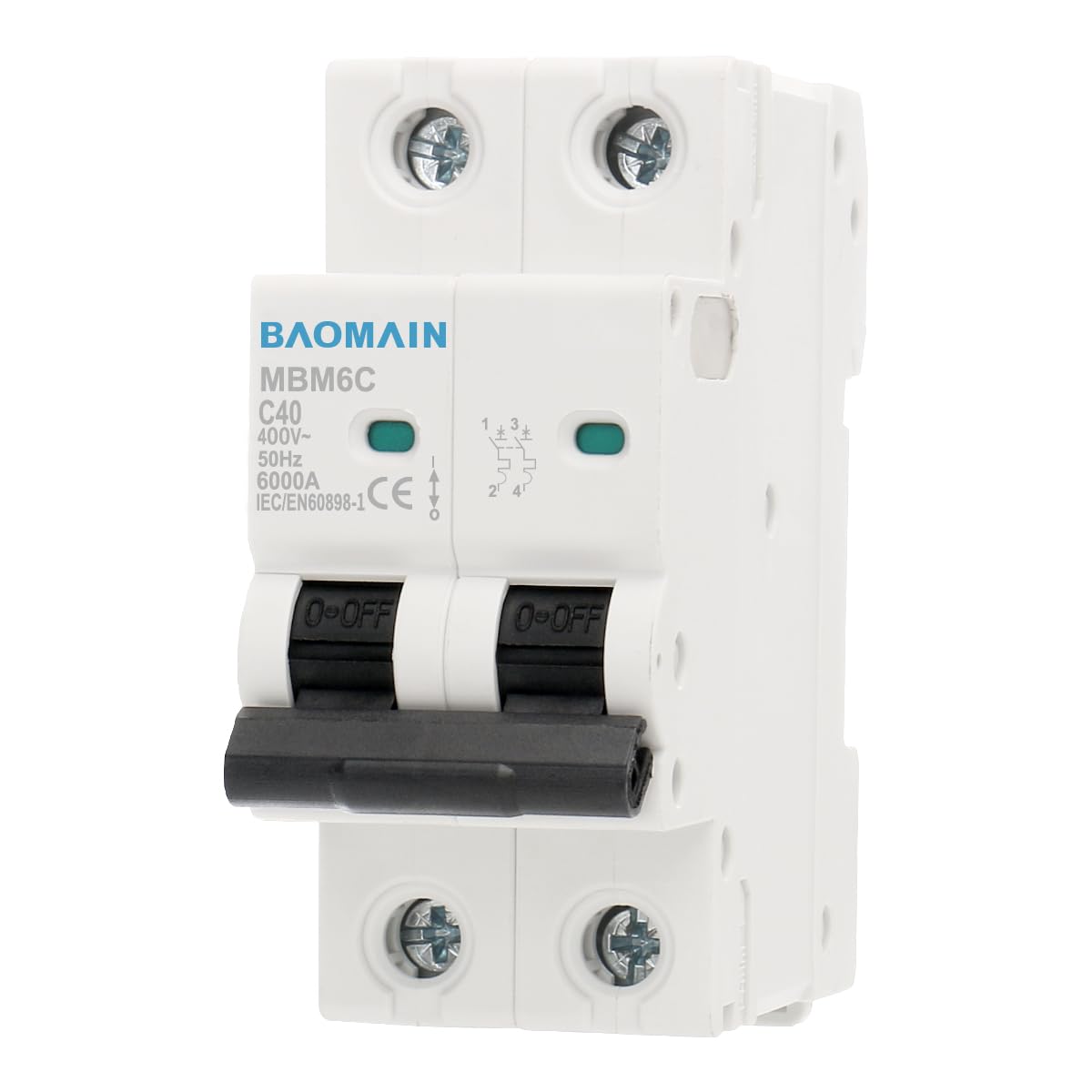 Baomain disyuntor miniatura de la CA 40A, montaje en carril del estruendo de C65 MCB de poste C65 MCB de la CA 400V 50Hz 6000A 2,