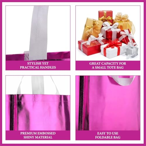 Image of DOUBLE R BAGS Reusable Small Gift Bags - Elegant Gold Shopping Bags with Handles for Weddings, Birthdays, and Return Gifts - Eco-Friendly & Durable.