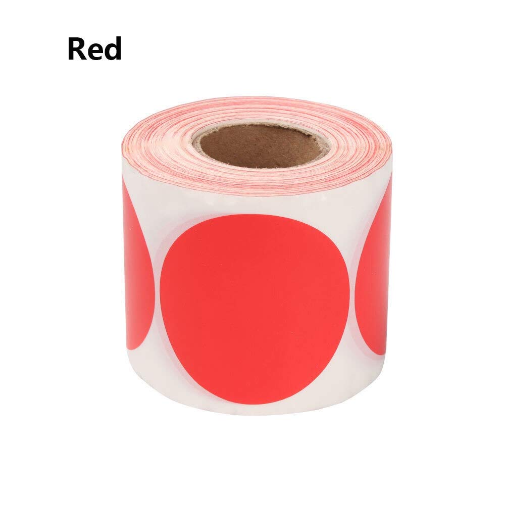 500Pcs colorati/Roll rotonda Dot Sticker Chroma Etichetta modifica in bianco Codice colore Etichette adesivi Pacchetto etichette di carta Cancelleria(Rot)