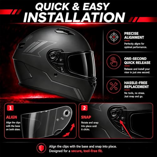 Image of PSLER Shatterproof Helmet Visor for Bell Qualifier,Deep Blue | Impact-Resistant ,UV400 Protection, Motorcycle Tinted Face Shield Replacement for Bell Qualifier /Star /Vortex /RS-1 /Revolver