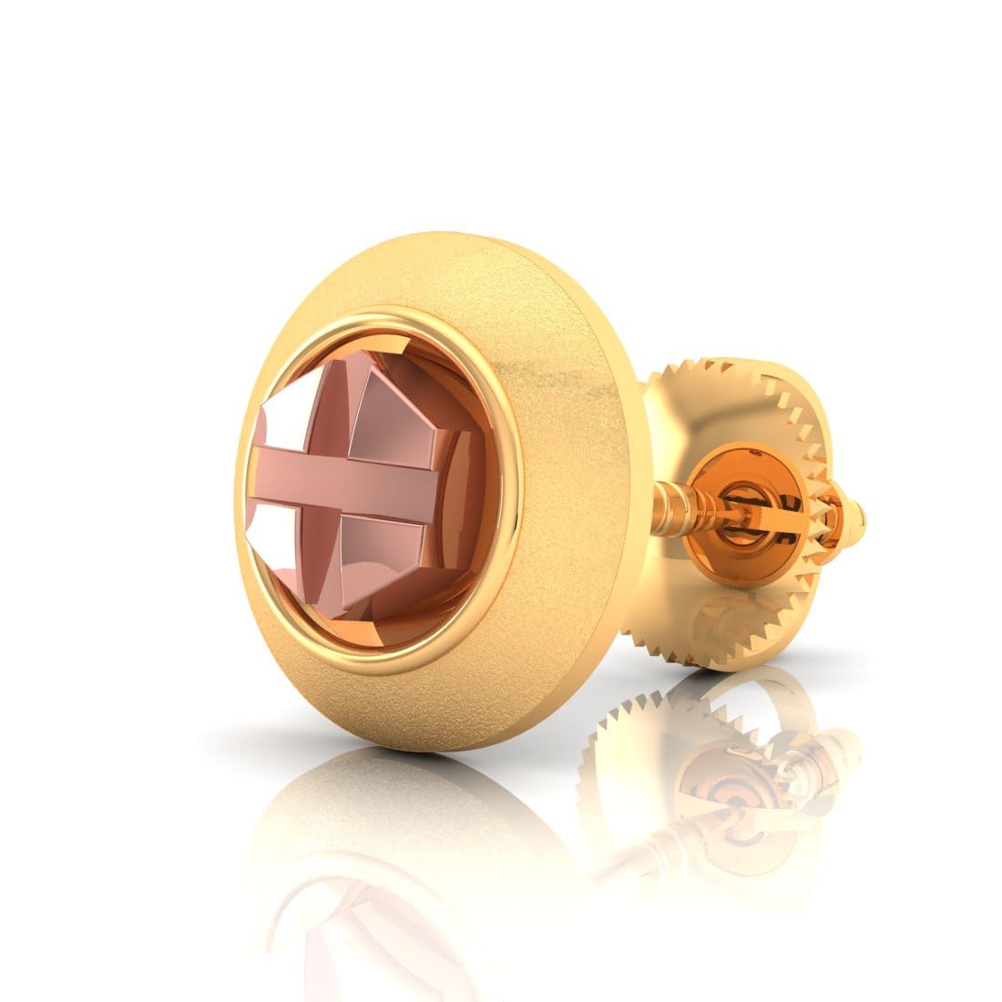22KT (916) Yellow Gold Hexagonal With Cross Design Stud Earring For Men - 0.62 Grams (Single Piece)-image-41