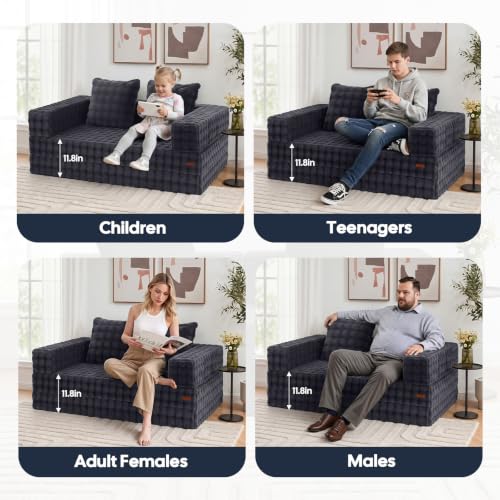Image of COMAX Futon Sofa Bed, Convertible Sofa Bed, Folding Boneless Couches | Low-Profile Boneless Couch for Living Room, 11.8 inch H Low Seat Small 59 inch Foldable Floor Sleeper Mattress Lounge Space‑Saving