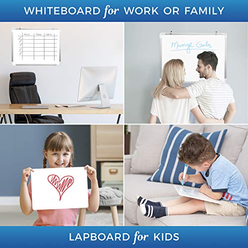 Dry Erase White Board with Lap Board: Hanging Writing, Drawing & Planning Large Whiteboard for Cubicle & Wall | 24X18 | 5 Magnetic Markers & Eraser | Easy to Clean Lapboard for Kids Office, School