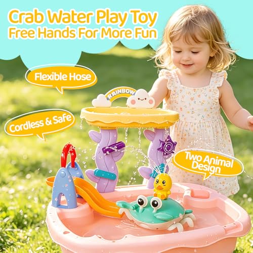 Image of 2026 Upgrade Water Table Pump, Rechargeable Crab Water Pump for Kids, Battery Powered 3 Modes Spray 2 Flow Settings, Continuous Flow 8 Hours, IP67 Waterproof, Boys Girls Summer Bathtubs, Pool Toy