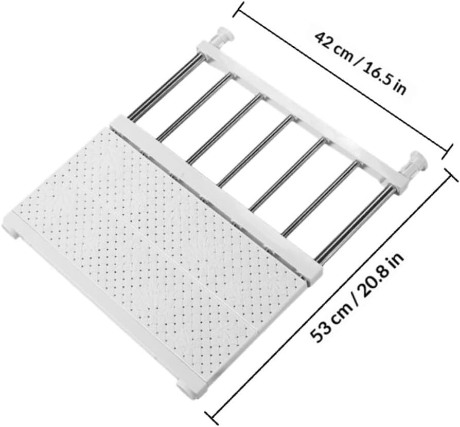 Adjustable Wardrobe Shelf Divider Rack White 33-53cm Length 42cm Width Expandable Closet Storage Organizer for Home Clothes Cabinet