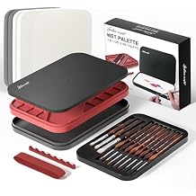 Wet Pallet for Painting Miniatures - Golden Maple 2 in 1 Dry and Wet Palette with Lid, Including 11 Miniature Paint Brushes,100PCS Palette Paper, 4PCS Sponges, Paint Brushes Holders