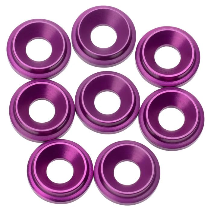 1UP Racing 820309 - Aluminum Countersunk Washers, M3 (8), Purple, Purple