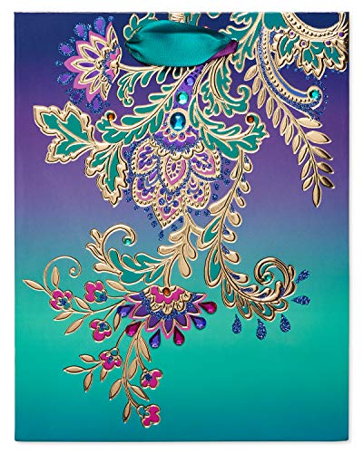 Image of Papyrus 9 inch Medium Gift Bag (Jacobean Floral) for Birthdays, Weddings, Bridal Showers, Baby Showers and All Occasions (1-Bag)