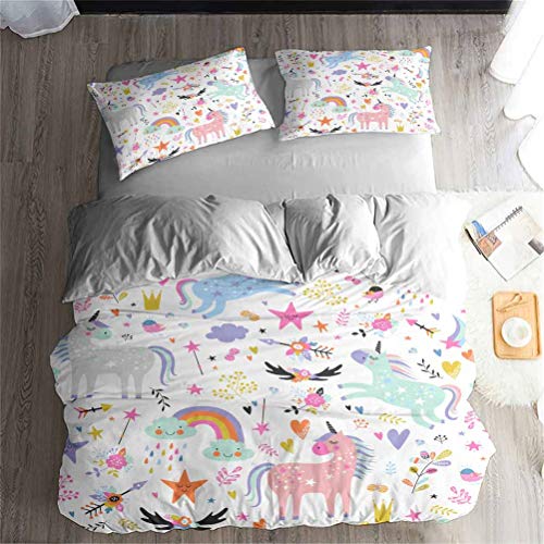 LanS Funda nórdica Unicornio Ropa de Cama Set - Funda nórdica y Fund