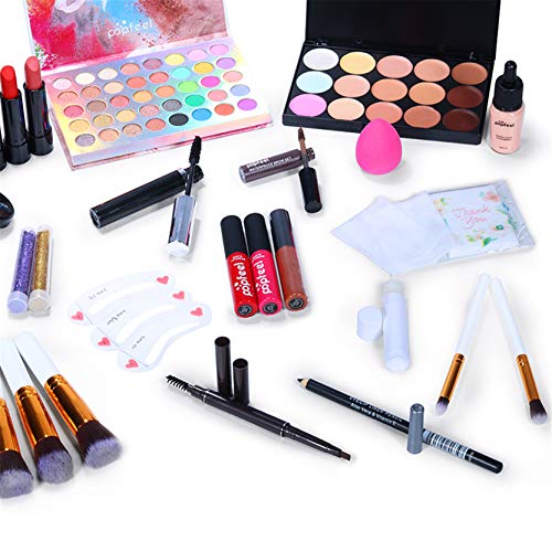 JasCherry Make-upset, gevuld, 26 stuks, draagbare make-upset voor op reis, complete cosmeticaset met oogschaduw, paletten, lippenstift, penseel, cadeau voor vrouwen en meisjes - Image 6