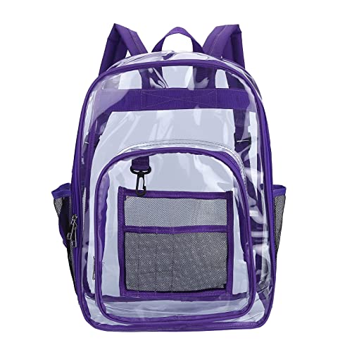 Sac à dos transparent de grande capacité de stockage en PVC texture de sac à dos cartable sac à dos de course pour femme, violet, taille unique
