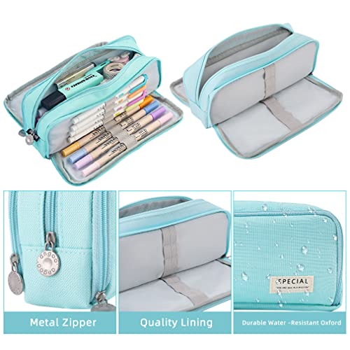 Image of iSuperb Large Pencil Case 3 Compartments Pencil Pouch Big Capacity Pencil Bag for Kids Teen Girls Boys Student School Supplies Oxford Organizer Pen Bag Cosmetic Makeup Pouch