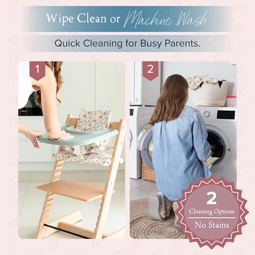 Image of Nibble and Rest Cushion for Stokke Tripp Trapp High Chairs, Soft Padded Seat & Backrest, Baby Set Compatible, Wipeable, Machine Washable, Easy to Clean, Stylish Print (Under the Sea)