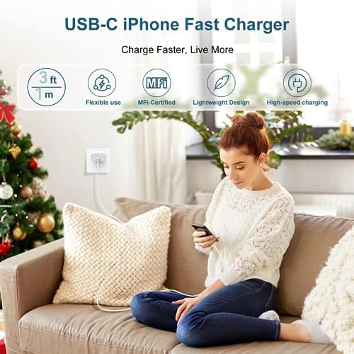 (4Pack) iPhone 14 13 12 11 Fast Charger,20W USB C Wall Charger Adapter with 4 Pack 3FT Type C to Lightning Cable for iPhone 14/13 Pro/13/12/12 Mini/12 Pro Max/11 Pro Max - 5