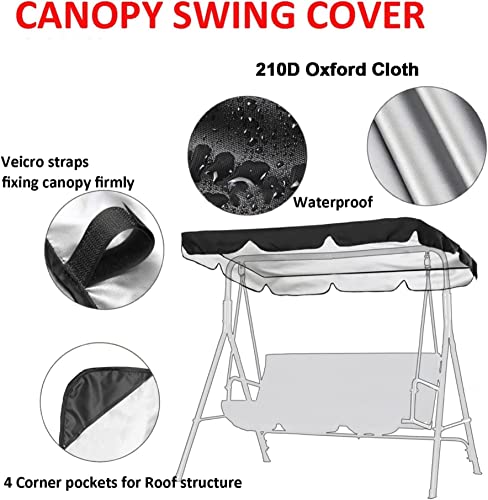 Toldo para columpio de patio y funda de asiento impermeable de repuesto 5