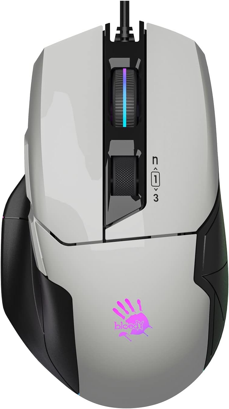 Gaming W70 Max Gaming Mouse 10,000 CPI 250 IPS RGB Gaming Mouse Panda White