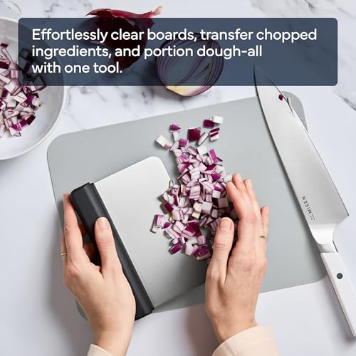 Misen Stainless Steel Bench Scraper - Versatile Food Scraper with Walnut Handle - Ideal for Kitchen, Pastry & Dough - Durable Cutting Board Scraper Tool - Effortless Transfer into Pots & Pans - Black - Image 3
