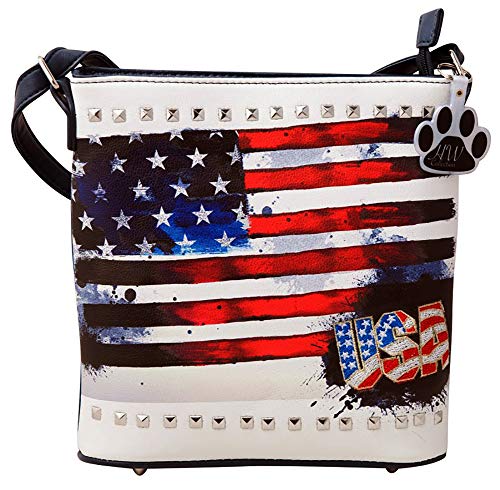 Western USA American Flag Stars Stripes Purse Women Crossbody Handbag (USA Flag Purse)