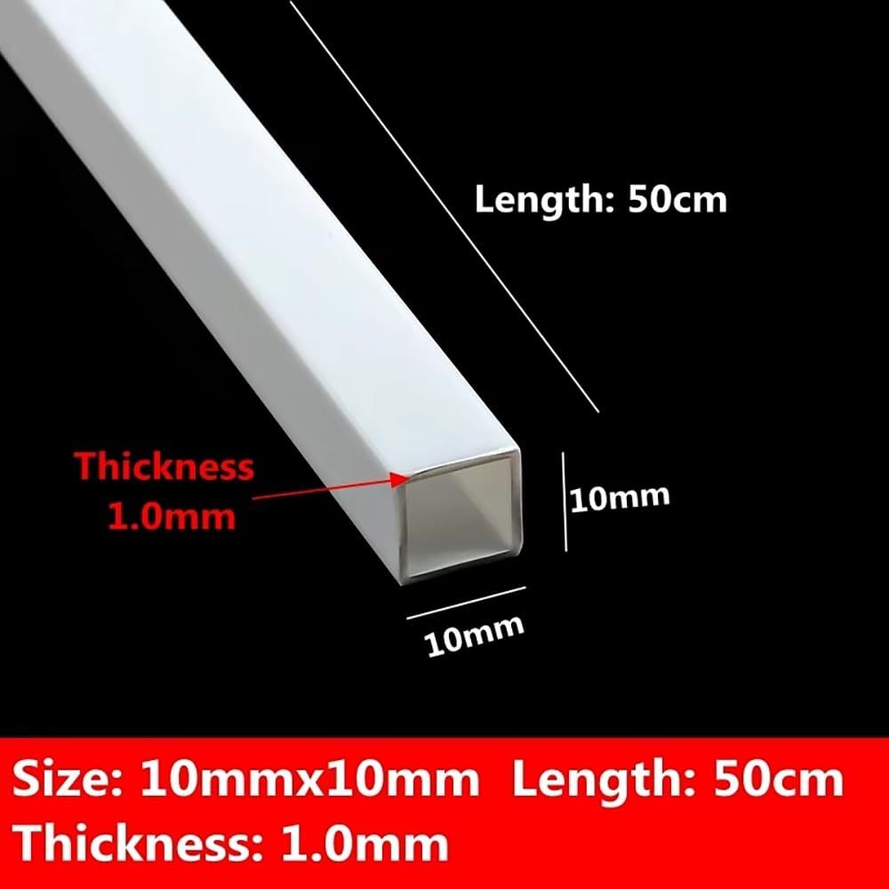 Zestaw rurek kwadratowych ABS – 5 szt. rur plastikowych DIY do modelarstwa, projektów rzemieślniczych i złączy do rur wodnych(50cmx10x10mm)