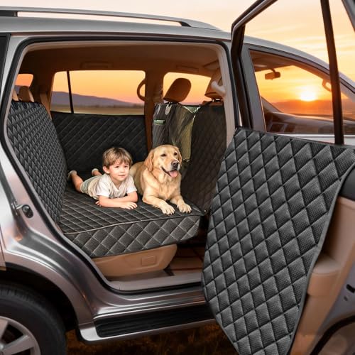 HNCPSY Dog Car Seat Cover for Back Seat Extender for Dogs,Hard Bottom Car Seat Cover for Dogs with Car Door Protectors, Waterproof and Scratch-Resistant Seat Covers for Cars SUV&Truck