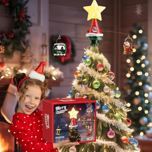 Decoración LED para árbol de Navidad con música integrada y sistema giratorio automático 5