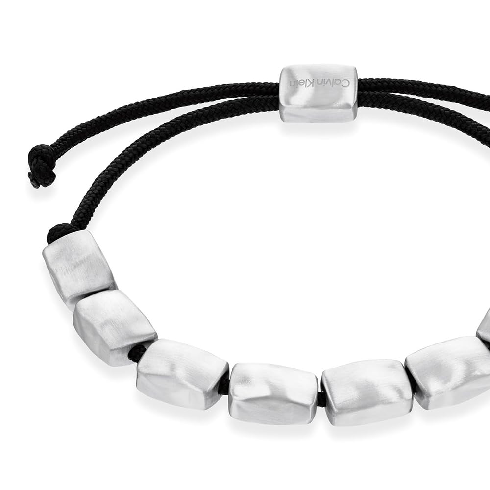 Calvin Klein Bracciale in Nylon con Acciaio Inossidabile da Uomo Collezione CK METALLIC WAVES - Disponibile in Versione Argento o GunMetal