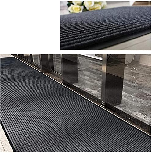 HappyBeeFlying Brush Step Large Front Door Mat 3'x10' Outdoor Indoor Commerical Entrance Mat Doormat Striped Low Profile Rubber Back Heavy Duty and Easy to Clean Gray