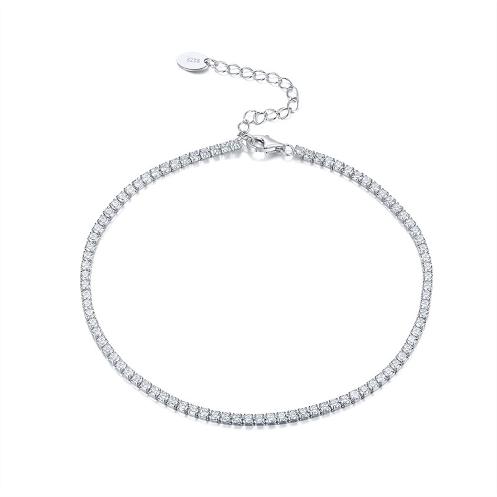 Braccialetti alla caviglia Cavigliera da donna Cavigliera da tennis in argento sterling 925 Cavigliera regolabile Gioielli da vacanza per l'uso quotidiano Cavigliere da donna (Colore : Multi