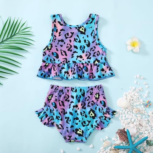Image of Baby Swimsuit Girl Two Piece Bathing Suit Toddler Girls Summer Beach Ruffle Tankini Swimwear 1-7Y