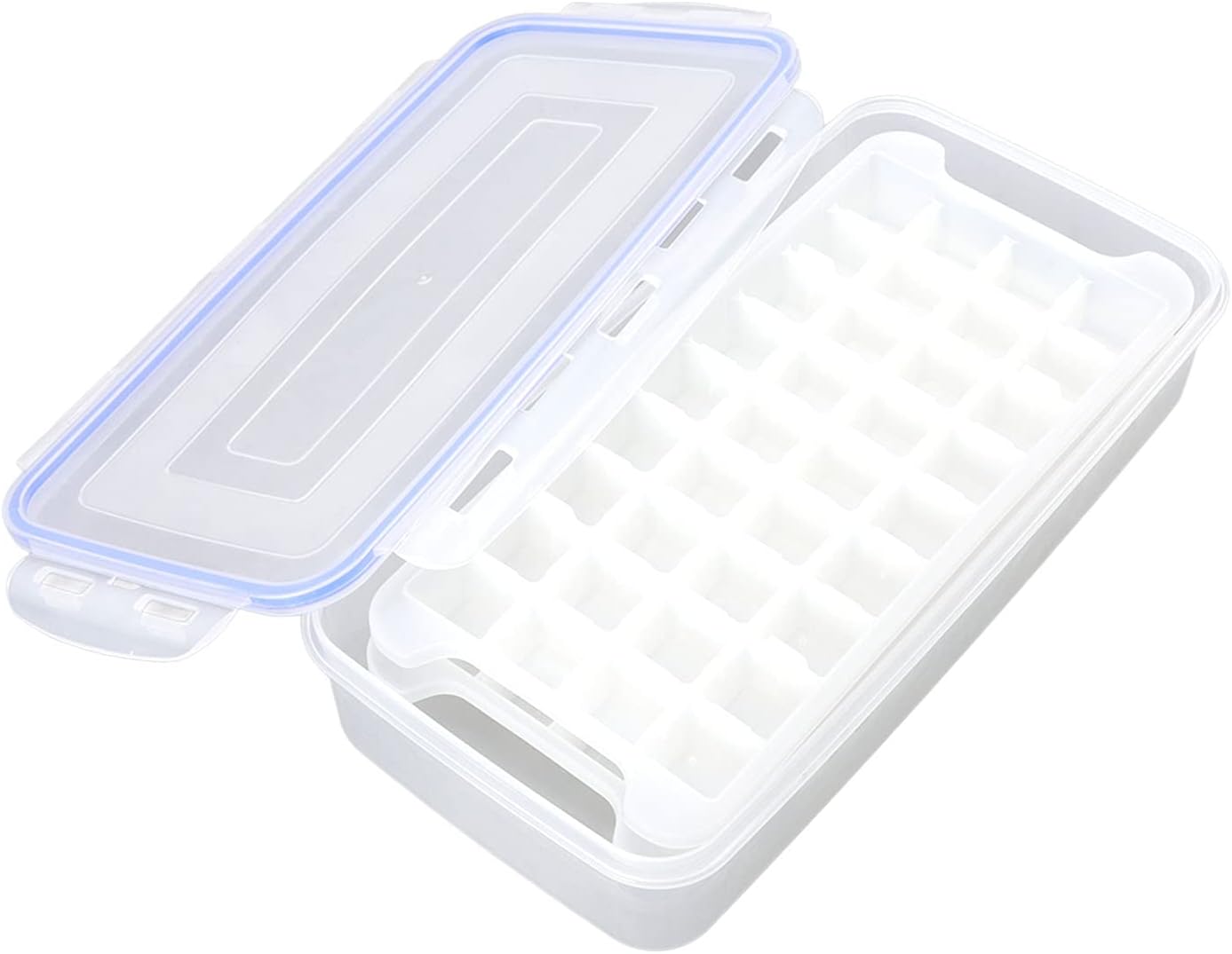 Silicone Ice Cube Trays, Leak Proof with Sealing Ring, Food Grade Material, for Cocktail, Whiskey, Chocolate, Makes 72 Pieces, Easy Release, Multiple Uses for Kitchen