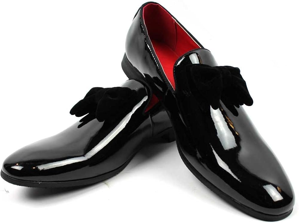 Azar esmoquin Slip para hombre zapatos de vestir lazo de raso de terciopelo  en la parte superior : Ropa, Zapatos y Joyería - Amazon.com