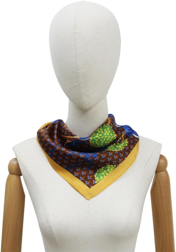 DANA XU 100% Mulberry Silk Fashion Scarf For Women 27×27 inches Medium Square Lightweight Hair Bandanas