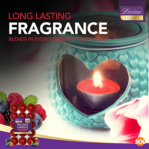 SOL 60pk Fresh Berries Scented Tea Light Candles Long Burning – 3.5 Hour Burn Time, Ideal for Home, Relaxation, Spa, Massage, Romantic Dinners, Weddings & Anniversaries, Festive Decor & Cosy Evenings - Image 6