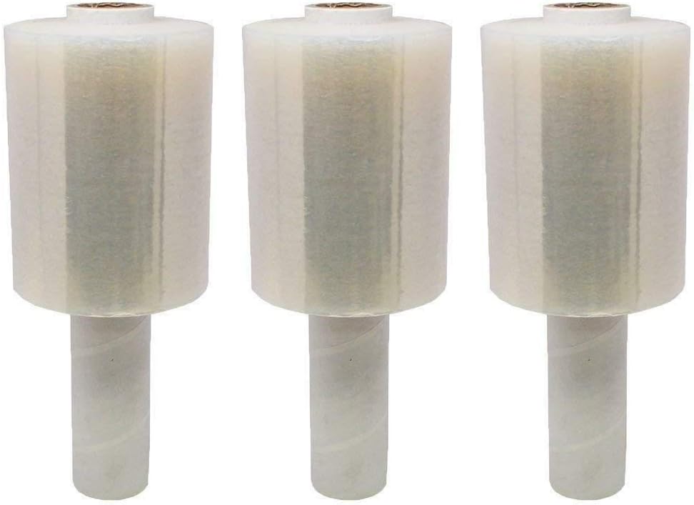 Shrink wrap Stretch Film Clear 3 Rolls 5" x1000 80 Gauge with Handle Heavy Duty