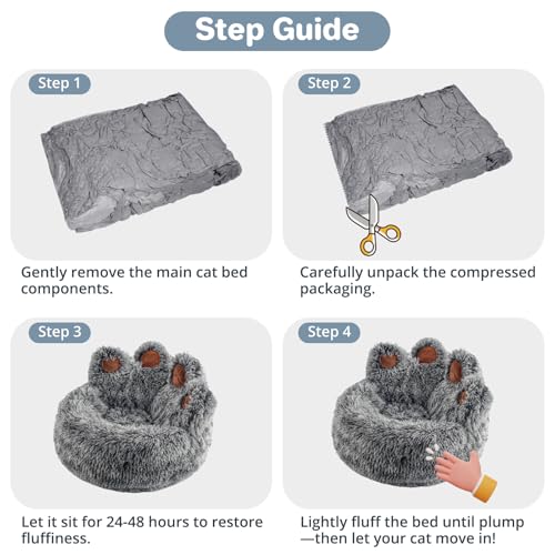 Luvore Katzenbett Flauschig von Pfote Form, Donut Hundebetten Katzenbetten Waschbar, Cat Bed Bequem und Weich für Katzen Kleine Hunde Größe 60cm