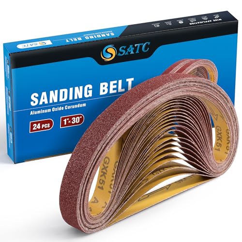S SATC Sanding Belts 1×30-Inch Sanding belt Belt Sander Belt Sander Paper, (4 Each of 60, 80, 120,150,240,400 Grits) Aluminum Oxide 24PCS