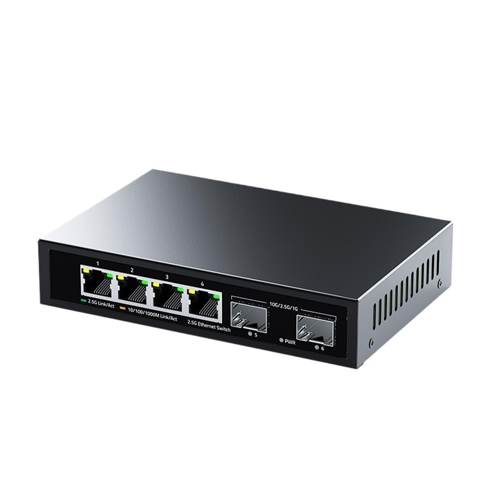 OSHZIKJII 2.5G Switch 4 Port 2.5G Unmanaged Network Switch with 2 Port 10GbE s-f.p+ Slot Setup Ethernet Switch