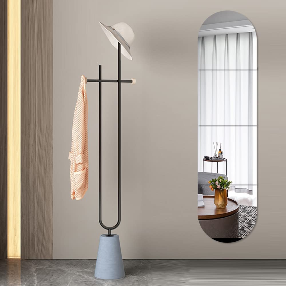 seaNpem Full Length Mirror Tiles, 4 Pcs Non Glass Square Mirror Tiles Acrylic Self Adhesive Frameless Full Body Mirror Stickers for Bedroom, Bathroom, Living Room, Door Decor (30cm x 30cm)