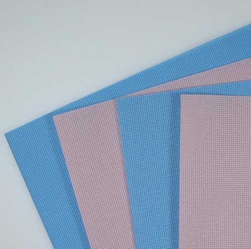 Image of KCS 4 /6 pc of 12 inch x 18 inch(30cmx45cm) 18CT Counted Cotton Aida Cloth Cross Stitch Fabric (4 pc, Light Blue+Pink)
