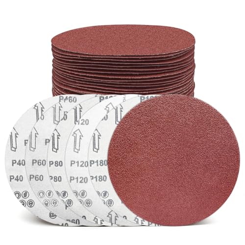 Image of 30 Pack 12 Inch Sanding Discs, 303mm Round No-Hole Hook and Loop Sandpaper for Wood & Metal Floor Orbital Sander, 40 60 80 120 180 Assorted Grits, Durable Anti-Clogging Grinder Accessorie
