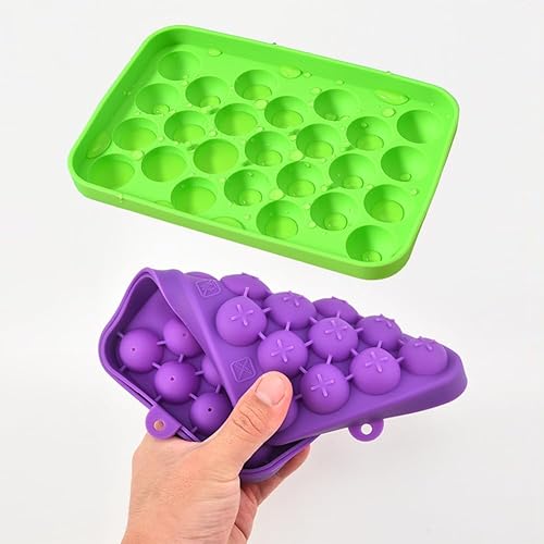 Miniatura 5 de Lesunsul Bandeja de hielo, bandejas de hielo redondas, paquete de 2 bandejas de hielo pequeñas redondas, bandejas de silicona para bolas de hielo,