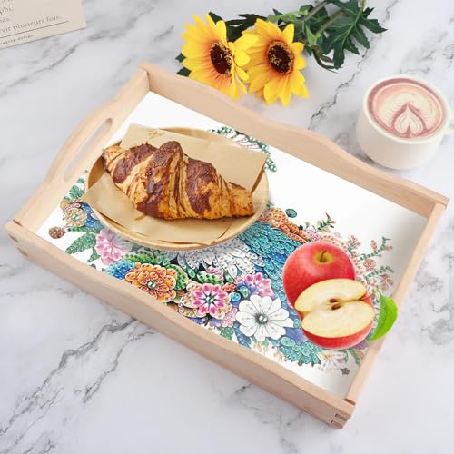 Image of AiYuanzsh 5D Diamond Art Tray with Handle for Adults DIY Diamond Art Plate Kits Peacock Picture Diamond Art Painting Dinner Plate for Coffee Living Room Home Organizer Parties Family Gatherings