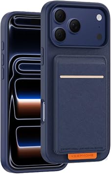 CONSTRAIN - iPhone 17 Pro Max/18 Max  le Uyumlu K l f Suedea Deri Kartvizitli Standl  Kapak Lacivert