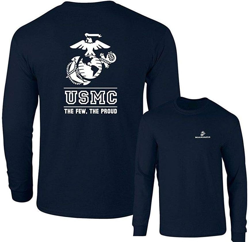 Lucky Ride Marines USMC The Few The Proud White Emblem F&B Long Sleeve T-Shirt